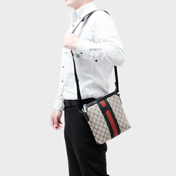 グッチ GUCCI GG柄 ウェブ GGスプリーム フラット メッセンジャー ショルダーバッグ ベージュ基調 [メンズ] 471454 KHNGN 9692