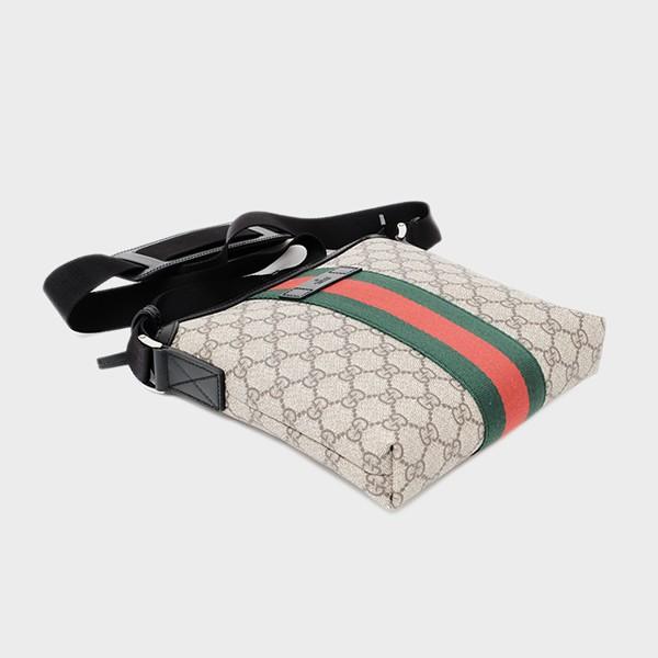 グッチ GUCCI GG柄 ウェブ GGスプリーム フラット メッセンジャー ショルダーバッグ ベージュ基調 [メンズ] 471454 KHNGN 9692