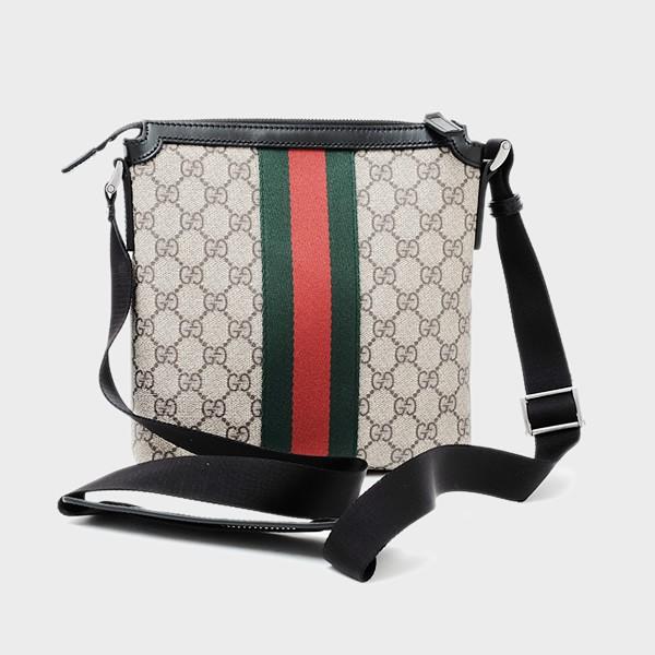 グッチ GUCCI GG柄 ウェブ GGスプリーム フラット メッセンジャー ショルダーバッグ ベージュ基調 [メンズ] 471454 KHNGN 9692