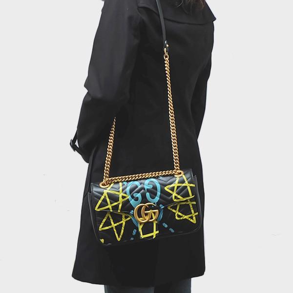 グッチ GUCCI ゴースト GHOST キルティングレザー ショルダーバッグ ブラック 443497 DSSET 8438