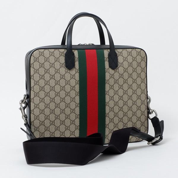 グッチ GUCCI GGスプリーム キャンバス ブリーフケース 2WAY ビジネスバッグ ブリーフケース ベージュ×エボニー [メンズ] 387102 KHNGN 9692