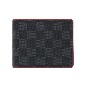 ルイヴィトン LOUIS VUITTON 二つ折財布【札入れ】 ダミエ グラフィット ポルトフォイユ・ミュルティプル グレー＆ボルドー  メンズ  N63260​