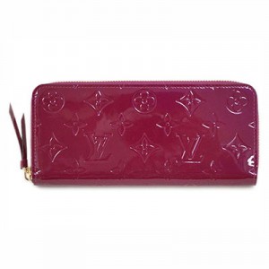 ルイヴィトンLOUIS VUITTON ヴェルニ ラウンドファスナー長財布 ポルトフォイユ・クレマンス　マゼンタ　M90972