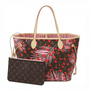 ルイヴィトンバッグ　LOUIS VUITTON　トートバッグ　ポーチ付き　モノグラム　ジャングル・ドット　ネヴァーフルMM　シュガーピンクポピー　M41979