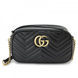 グッチ ショルダーバッグ  GUCCI ななめがけバッグ/ポシェット GG MARMONT キルティング レザー ブラック 447632 DTD1D 1000