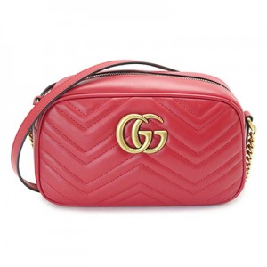 グッチ ショルダーバッグ  GUCCI ななめがけバッグ/ポシェット GG MARMONT キルティング レザー ハイビスカスレッド 447632 DTD1D 6433