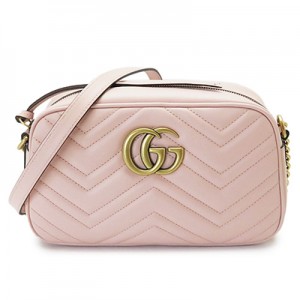グッチ ショルダーバッグ  GUCCI ななめがけバッグ/ポシェット GG MARMONT キルティング レザー ライトピンク447632 DTD1T 5909