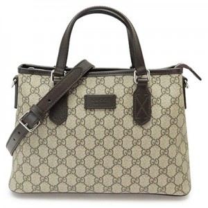 グッチ トートバッグ  GUCCI ショルダーバッグ GGスプリーム PVC キャンバス レザー ベージュ×ダークブラウン 429019 KGDHN 9643