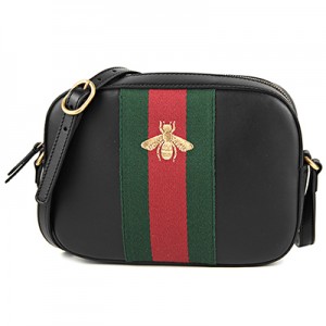 グッチ ショルダーバッグ GUCCI レザーショルダーバッグ レディース BLACK ブラック ゴールドビー 蜂 刺繍 ウェブ フェミニン エレガント  412008 CVLBT 1079​