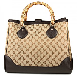 グッチ トートバッグ GUCCI  バッグ ダイアナ GGキャンバス バンブーハンドルトート レディース  (エボニー) ベージュ/ダークブラウン バンブー 竹 モノグラム フェミニン エレガント 282317 FWCGG 9643​