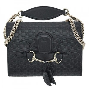グッチ バッグ　GUCCI　ショルダーバッグ　ポシェット　斜め掛け　チェーンストラップ　マイクログッチッシマ　ブラック　アウトレット 449636-1000​
