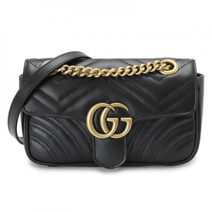 グッチ ショルダーバッグ GUCCI クラッチバッグ/ポシェット GG MARMONT レザー ブラック  446744 DTDIT 1000