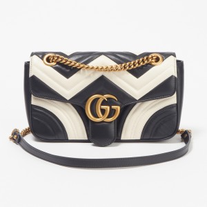 グッチ  GUCCI バッグ ショルダーバッグ 【GGマーモント】 ブラック×ホワイト系 443497 DRWST​