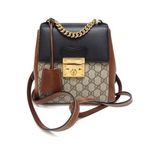 グッチ GUCCI バッグ リュックサック バックパック パドロック GGスプリーム ベージュ エボニー ブラック ブラウン レザー 本革  レディース  498194​
