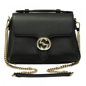 グッチ バッグ レザー ブラック 510302 GUCCI チェーンショルダーバッグ インターロッキングG 510302 CA00G 1000 