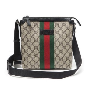 グッチ GUCCI GG柄 ウェブ GGスプリーム フラット メッセンジャー ショルダーバッグ ベージュ基調 [メンズ] 471454 KHNGN 9692