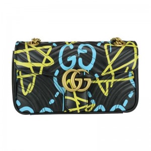 グッチ GUCCI ゴースト GHOST キルティングレザー ショルダーバッグ ブラック 443497 DSSET 8438