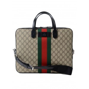 グッチ GUCCI GGスプリーム キャンバス ブリーフケース 2WAY ビジネスバッグ ブリーフケース ベージュ×エボニー [メンズ] 387102 KHNGN 9692