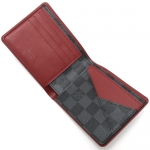 ルイヴィトン LOUIS VUITTON 二つ折財布【札入れ】 ダミエ グラフィット ポルトフォイユ・ミュルティプル グレー＆ボルドー  メンズ  N63260​