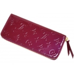 ルイヴィトンLOUIS VUITTON ヴェルニ ラウンドファスナー長財布 ポルトフォイユ・クレマンス　マゼンタ　M90972