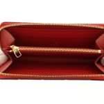 ルイヴィトン LOUIS VUITTON  長財布 レディース ラウンドファスナー ポルトフォイユ・クレマンス モノグラム・アンプラントレザー スリーズレッド M60169