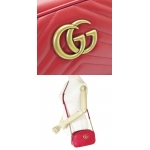 グッチ ショルダーバッグ  GUCCI ななめがけバッグ/ポシェット GG MARMONT キルティング レザー ハイビスカスレッド 447632 DTD1D 6433