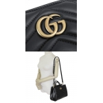 グッチ ハンドバッグ  GUCCI 2WAYショルダーバッグ GGマーモント レザー ブラック 448054 DTD1T 1000