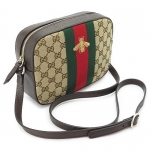 グッチ ショルダーバッグ GUCCI ななめがけバッグ ウールシグネチャーウェブ×ゴールドビー GGキャンバス ベージュ×ダークブラウン 412008 KQWYG 8869