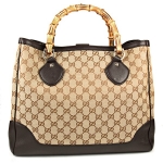グッチ トートバッグ GUCCI  バッグ ダイアナ GGキャンバス バンブーハンドルトート レディース  (エボニー) ベージュ/ダークブラウン バンブー 竹 モノグラム フェミニン エレガント 282317 FWCGG 9643​