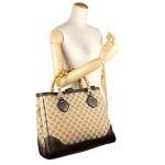 グッチ トートバッグ GUCCI  バッグ ダイアナ GGキャンバス バンブーハンドルトート レディース  (エボニー) ベージュ/ダークブラウン バンブー 竹 モノグラム フェミニン エレガント 282317 FWCGG 9643​