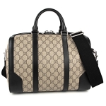 グッチハンドバッグ GUCCI  バッグ GGスプリーム トップハンドル ユニセックス  ベージュ/ブラック 黒 GGパターン バイカラー メンズ エレガント 406379 KHN7X 9772​