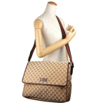 グッチ ショルダーバッグ GUCCI  バッグ GGキャンバス ユニセックス ベージュ/ダークブラウン GGパターン ロゴ ウェビング メンズ エレガント 233052 F4F5R 9791​