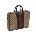 グッチ バッグ　GUCCI　メンズ　ブリーフケース　ストラップ付き　ウェビング　レッドxグリーン　GGキャンバスベージュxダークブラウン 紙袋付き　246408-9791　
