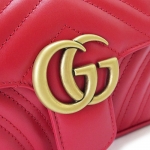 グッチ ショルダーバッグ GUCCI ポシェット GG MARMONT レザー ハイビスカスレッド 赤 446744 DTDIT 6433 