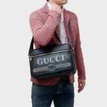 グッチ GUCCI グッチプリント レザー ショルダーバッグ メッセンジャー ブラック [メンズ] 523589 0QRAT 8163 