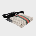 グッチ GUCCI GG柄 ウェブ GGスプリーム フラット メッセンジャー ショルダーバッグ ベージュ基調 [メンズ] 471454 KHNGN 9692