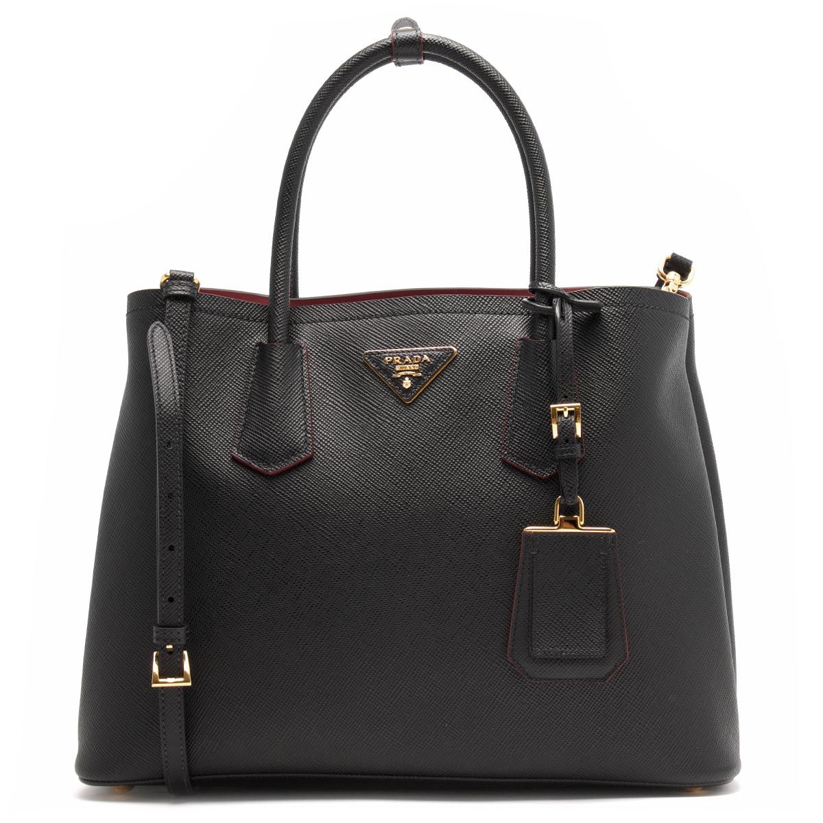 プラダバッグ PRADA トートバッグ/ショルダーバッグ サフィアーノ キュイール 【SAFFIANO CUIR】 ブラック&フォーコレッド  レディース 1BG775 2A4A F0LJ4​