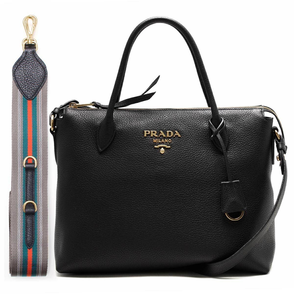 プラダPRADA トートバッグ/ショルダーバッグ ヴィッテロ ダイノ/VITELLO DAINO ブラック  レディース 1BA157 2BBE F0002​