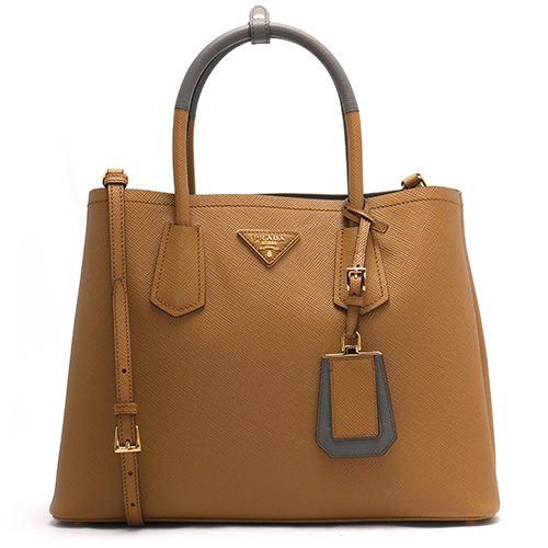 プラダ PRADA トートバッグ/ショルダーバッグ サフィアーノ キュイール 【SAFFIANO CUIR】 キャラメル&マルモグレー  レディース 1BG775 2A4A F0S01​