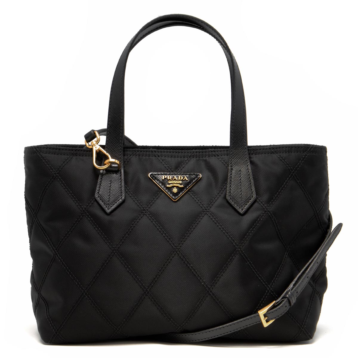 プラダ PRADA トートバッグ/ショルダーバッグ テスート TESSUTO IMPUNTURATO 三角ロゴプレート ブラック 1BA090 2EJR F0002