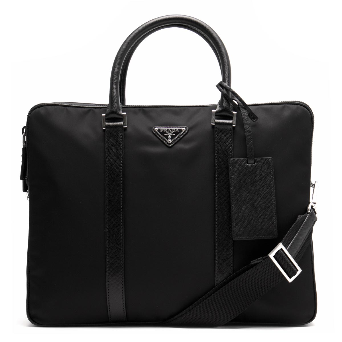 プラダ PRADA ビジネスバッグ/ショルダーバッグ TESSUTO SAFFIANO 三角ロゴプレート ブラック 2VE002 064 F0002 