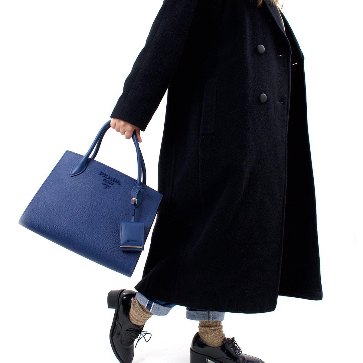 プラダ PRADA ハンドバッグ/ショルダーバッグ サフィアーノ キュイール SAFFIANO CUIR C モノクーロム ブリエッタブルー  レディース 1BA155 2ERX F0016​