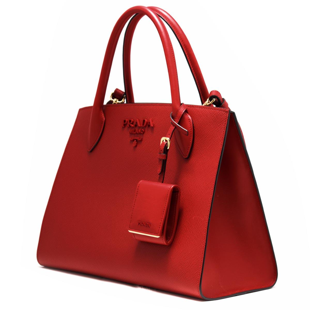 プラダバッグ PRADA ハンドバッグ/ショルダーバッグ サフィアーノ キュイール SAFFIANO CUIR C モノクーロム フォーコレッド  レディース 1BA155 2ERX F068Z​