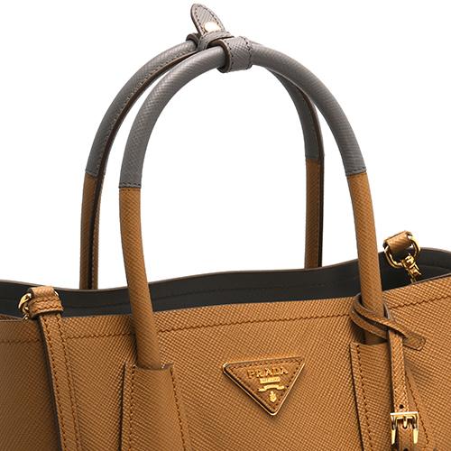 プラダ PRADA トートバッグ/ショルダーバッグ サフィアーノ キュイール 【SAFFIANO CUIR】 キャラメル&マルモグレー  レディース 1BG775 2A4A F0S01​