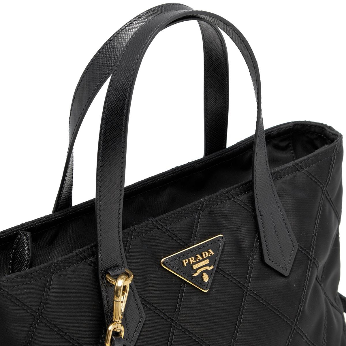 プラダ PRADA トートバッグ/ショルダーバッグ テスート TESSUTO IMPUNTURATO 三角ロゴプレート ブラック 1BA090 2EJR F0002