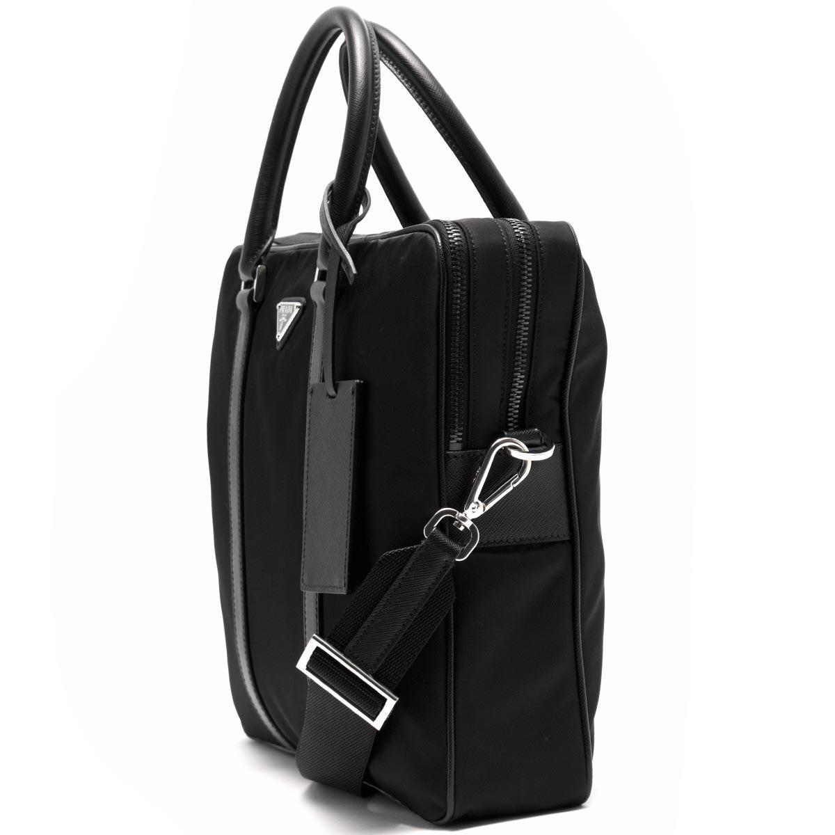 プラダ PRADA ビジネスバッグ/ショルダーバッグ TESSUTO SAFFIANO 三角ロゴプレート ブラック 2VE002 064 F0002 