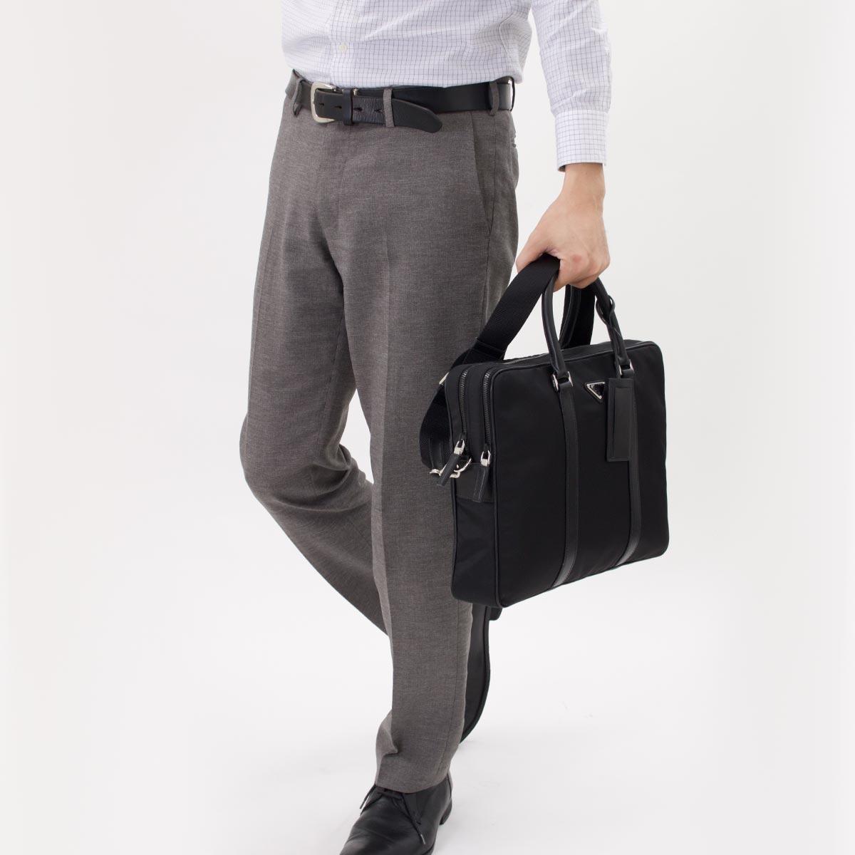 プラダ PRADA ビジネスバッグ/ショルダーバッグ TESSUTO SAFFIANO 三角ロゴプレート ブラック 2VE002 064 F0002 