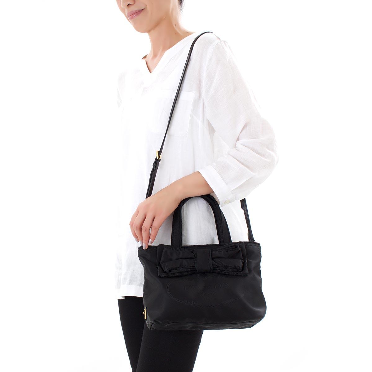 プラダ PRADA トートバッグ/ショルダーバッグ ジャガード JACQUARD PASSAM　 三角ロゴプレート ブラック レディース 1BA084 2EHW F0002 ​