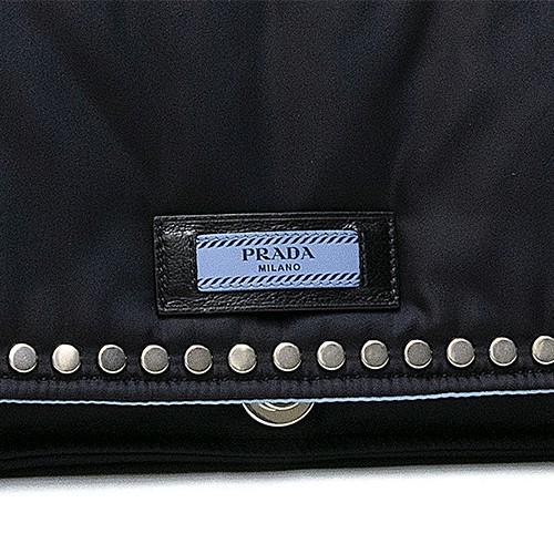 プラダ PRADA レディース エティケット ショルダーバッグ ブラック/ライトブルー 1BD088 2BOD F0OK0