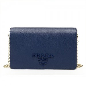 プラダ PRADA ポシェット レザー 財布 ショルダーバッグ ブルー 1BP012 NZV F0016